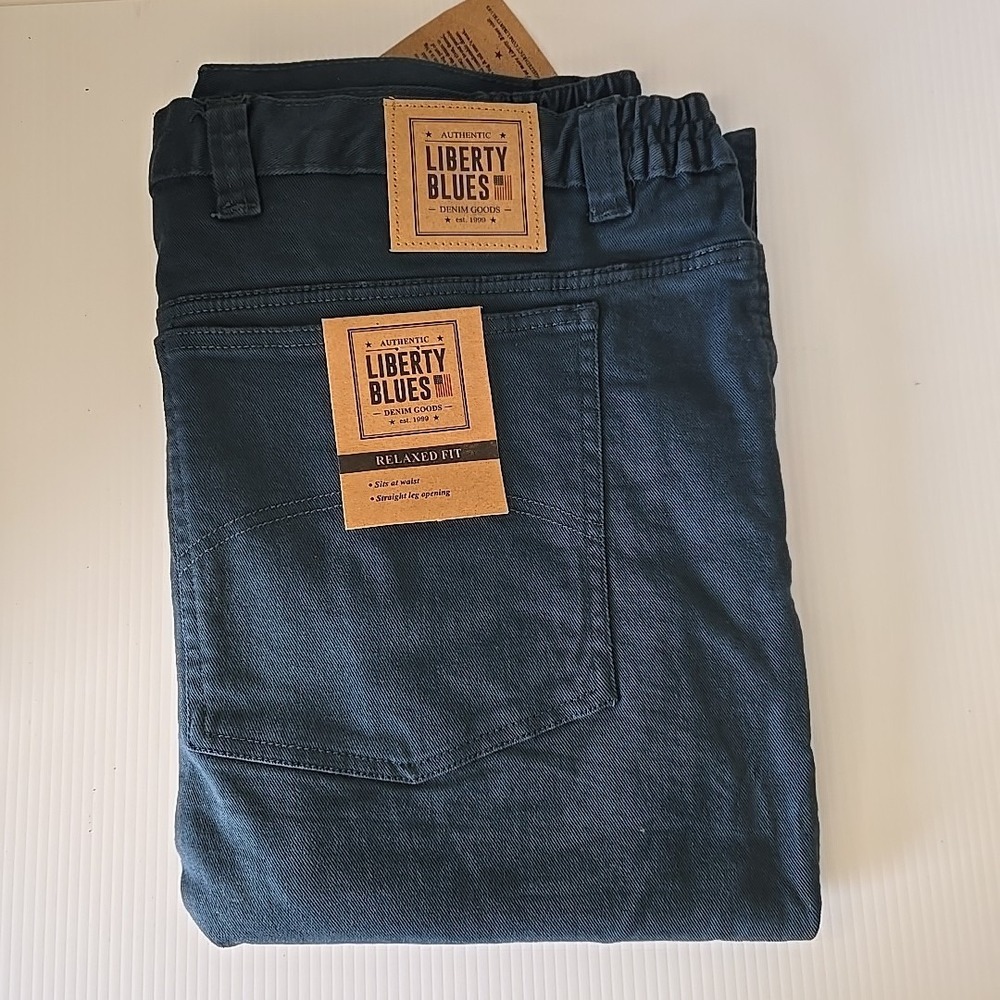 Liberty Blues Jeans Size 64x38 Wide Leg Side Elastic Blue NWT